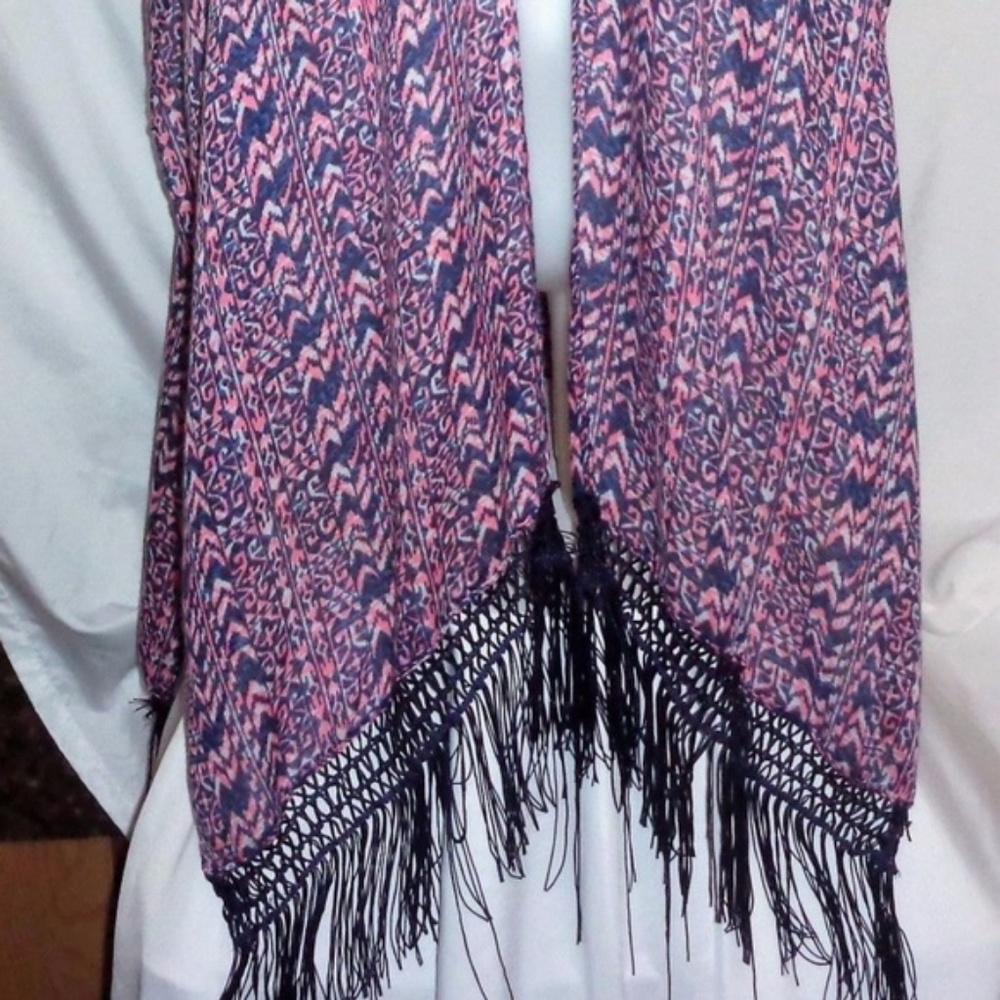 TORRID Wrap O/S Plus Size Ruana Kimono Festival Fringe Top Tunic Length NWT - Picture 2 of 4
